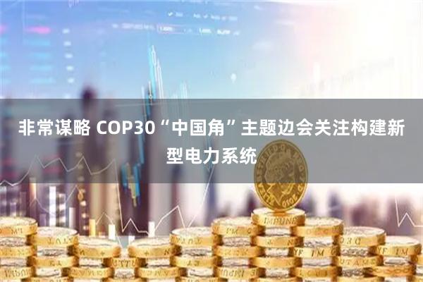 非常谋略 COP30“中国角”主题边会关注构建新型电力系统