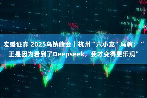 宏盛证券 2025乌镇峰会丨杭州“六小龙”冯骥：“正是因为看到了Deepseek，我才变得更乐观”