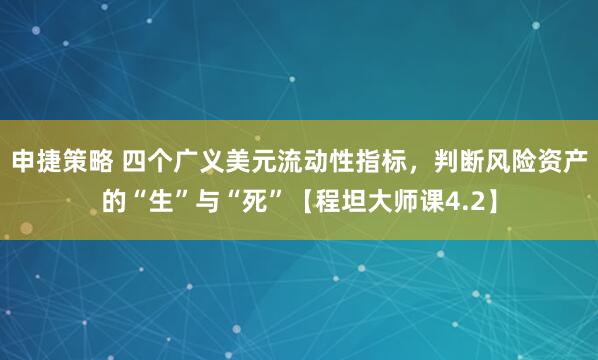 申捷策略 四个广义美元流动性指标，判断风险资产的“生”与“死”【程坦大师课4.2】